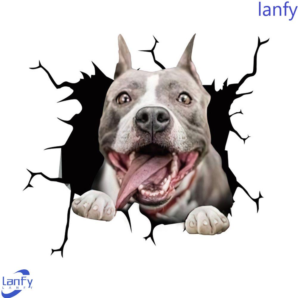 Lanfy Dog Head In The Crack Sticker Universal 1PCS PVC Aksesoris Rumah Aksesoris Mobil Decals Car-Styling Car Sticker Aksesoris Motor Stiker Dinding