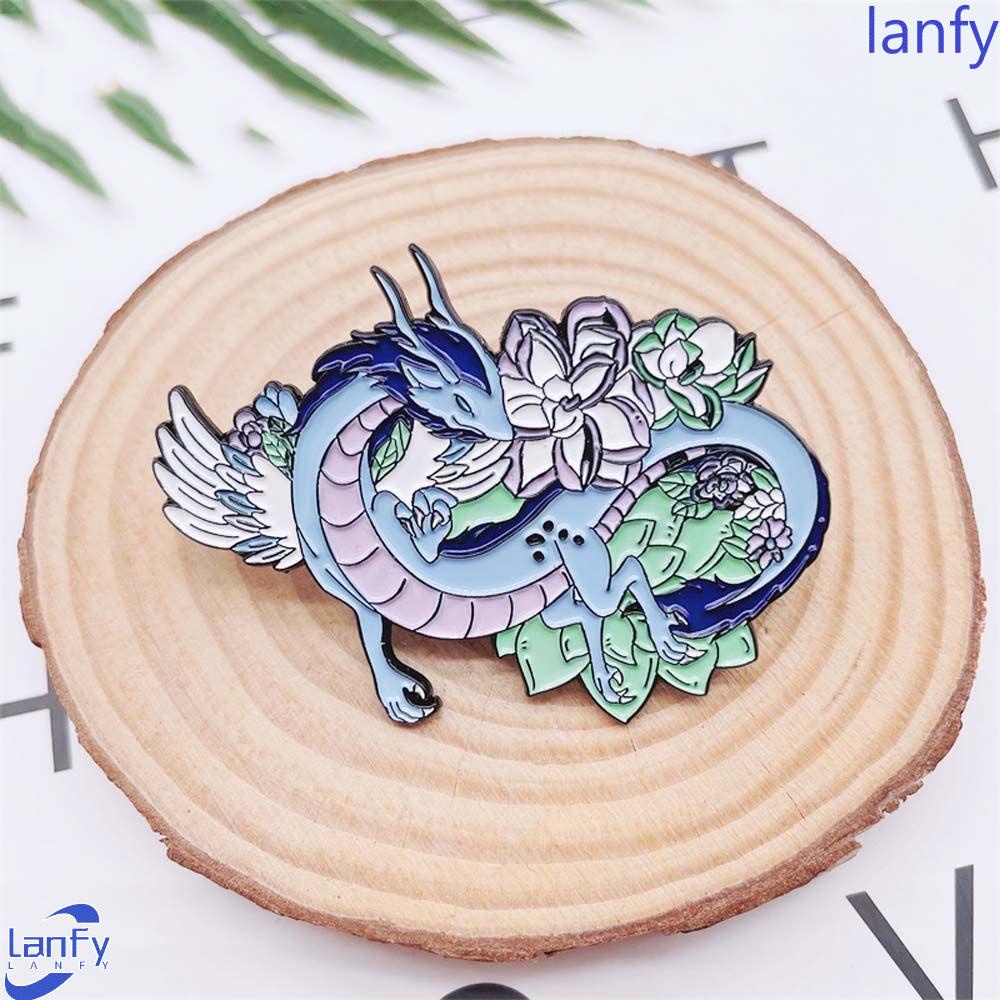 Lanfy Naga Bros Hadiah Untuk Wanita Pria Hadiah Untuk Anak-Anak Perhiasan Aksesoris Kerah Bros Naga Lencana Pin Enamel Pin