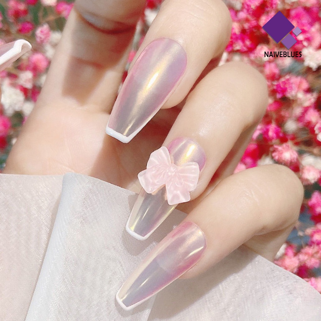 [naiveblues] 30pcs/set Kuku Busur Berlian Imitasi Mudah Ditempel 3D DIY Manicure Butterfly Untuk Kecantikan