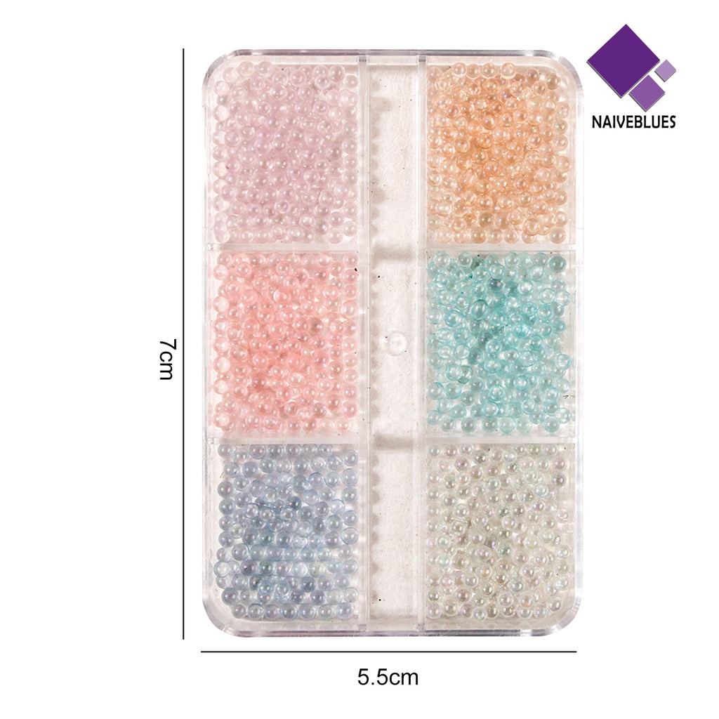 [naiveblues] 1kotak Manicure Decor Sparkling Ukuran Campur Vibrant Mempesona Aplikasi Efek Visual Dekoratif