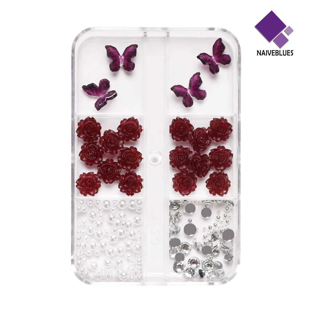 [naiveblues] 1kotak Pesona Nail Art Berkilauan Retro Mudah Tempel Mempesona Visual DIY Resin