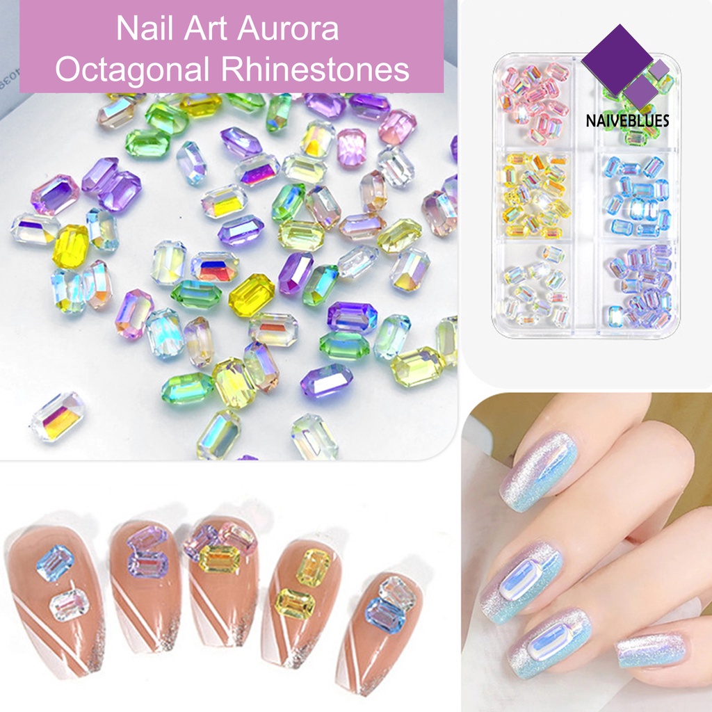 [naiveblues] 1kotak Nail Art Berlian Imitasi Bersinar Tiga Dimensi Glitter DIY Mini6Delapan Imitasi