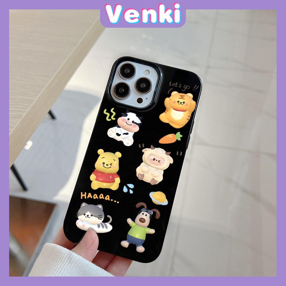 Venki - iPhone14 Case Soft Shell TPU Big Hole Candy Case Cute Puppy Cartoon Black Phone Case Protection Shockproof Compatible with iPhone 13 Pro max 12 Pro Max 11 xr xs max 7 8