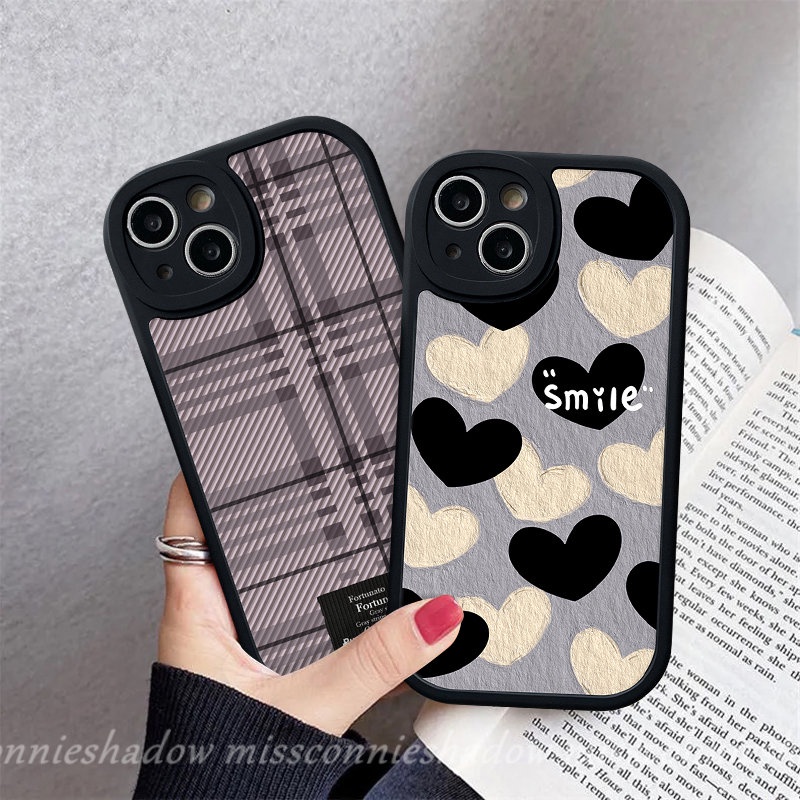 Mewah Simple Beruntung Smile Love Hati Kotak-Kotak Csae Infinix Smart5 6 Hot10 9 10T 10s 11s 11 Main Hot10 Lite Note8 Shockproof Silikon Lembut Penutup Belakang Tpu