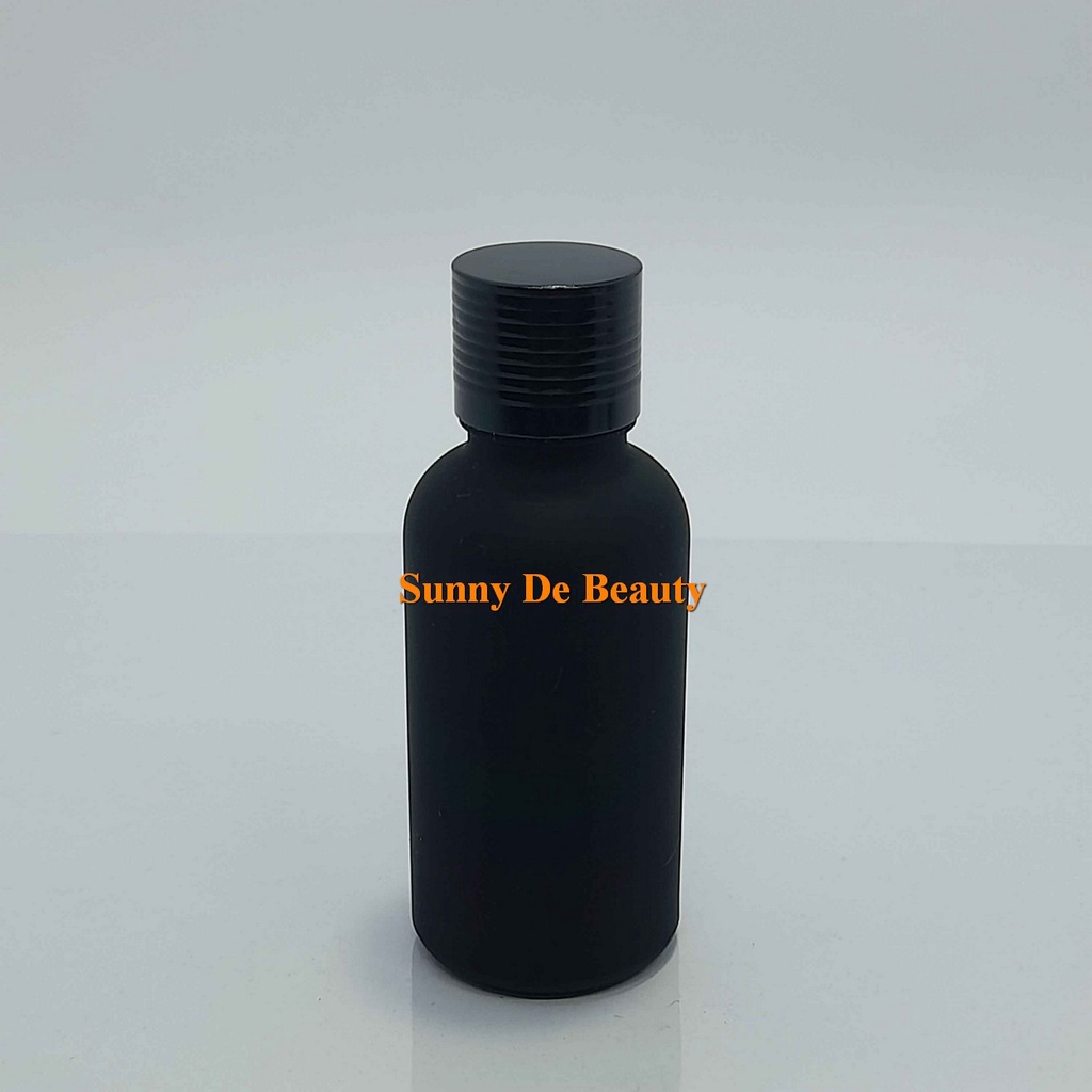 Botol Kaca 30 ml Hitam Frossted Br Tutup Drop Hitam Alumunium / Botol Essential oil / Botol Drop / Botol Parfum / Botol 30 ml