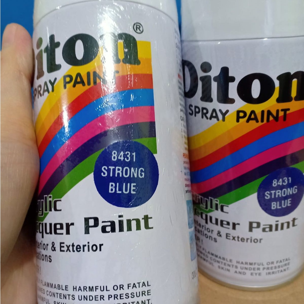 SOLID COLOURS DITON Spray Paint Acrylic Lacquer Paint Pilox Pilok Cat Semprot - 8431 STRONG BLUE / BIRU GELAP (300cc / 300ml)