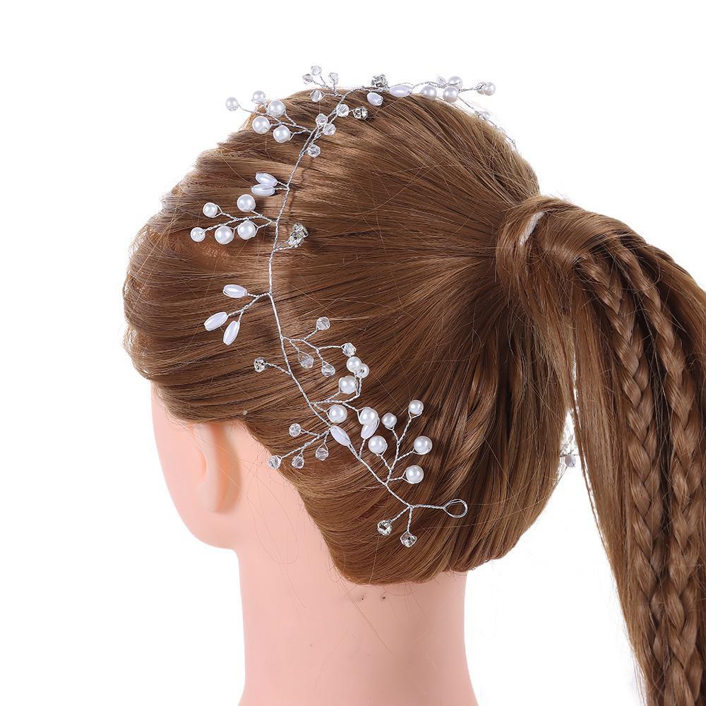 Lily Bridesmaid Hair Vine Warna Silver Aksesoris Rambut Perhiasan Pernikahan Panjang 50 cm Ikat Rambut Jepit Rambut