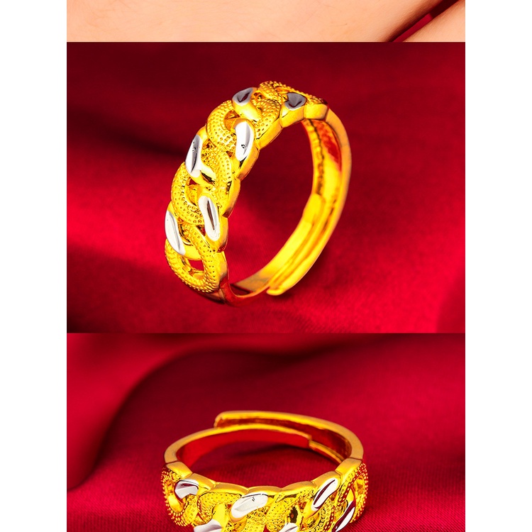 Goldkingdom Aksesoris Perhiasan Fashion Ready Stock spot Cincin Lapis Emas sterling silver double twist Untuk Pria Dan Wanita.