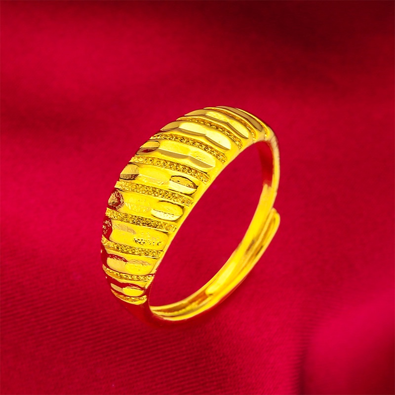 Goldkingdom Aksesoris Perhiasan Fashion Ready Stock Cincin Bergaris Pasangan Pria Dan Wanita Lapis Emas