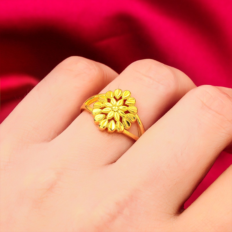 Goldkingdom Aksesoris Perhiasan Fashion Ready Stock Cincin Wanita Baru Yang Dapat Disesuaikan Berlapis Emas Cincin Bunga