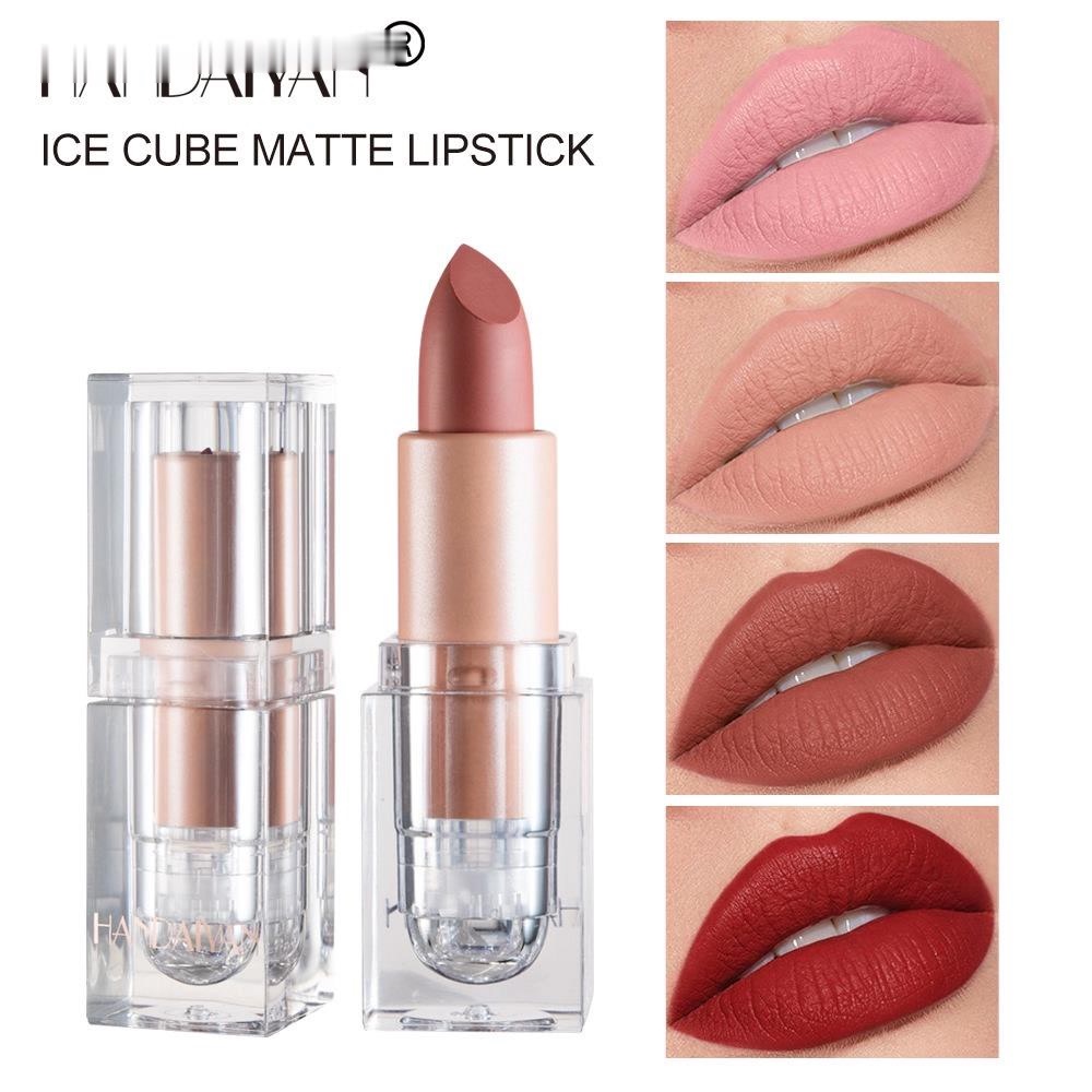 12 warna tidak mudah menghilangkan warna nude bean paste color powder lipstik matte es batu kecil