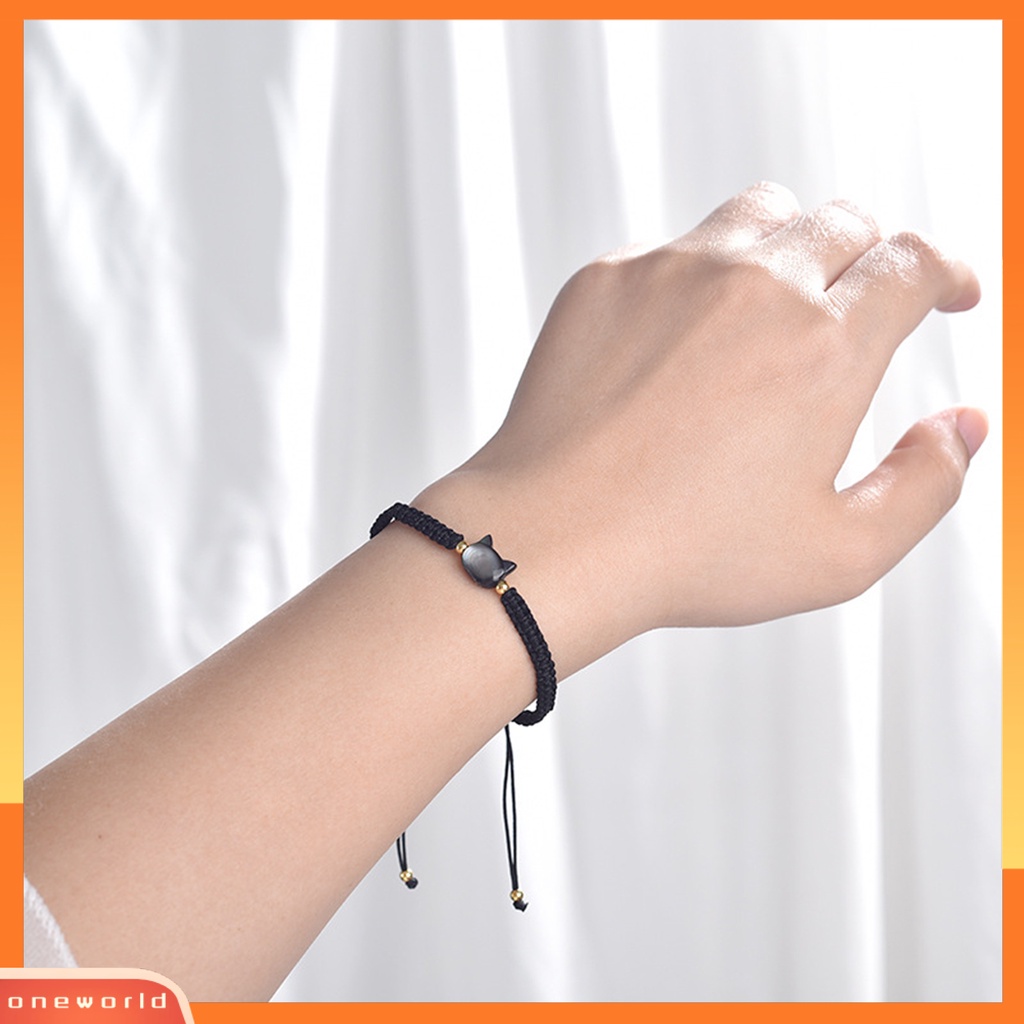 [EONE] Gelang Couple Kepribadian Handmade Beads Adjustable Mewah Hitam Kucing Shell Tangan Braided Bracelet Perhiasan Aksesori