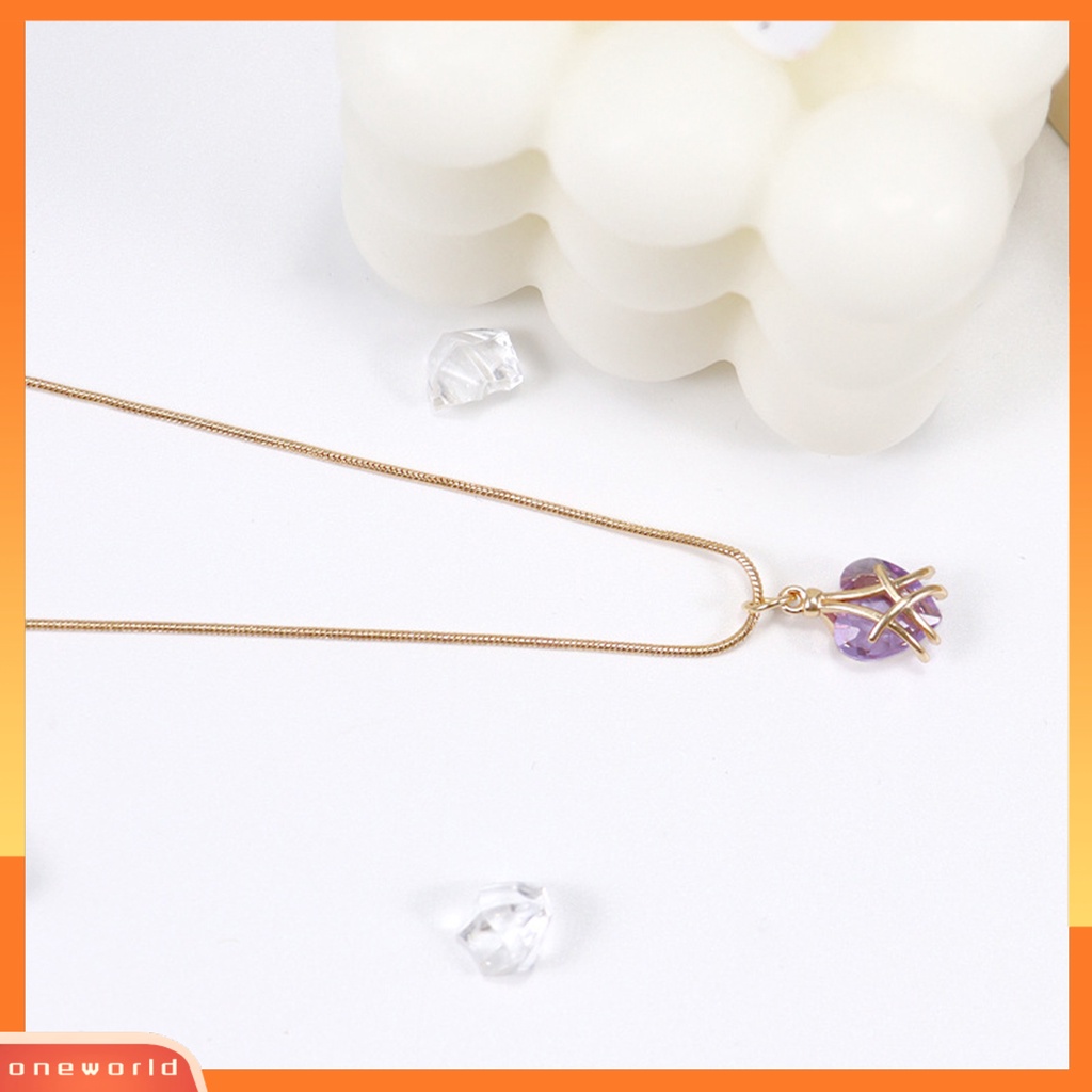 [EONE] Wanita Kalung Elegan Hias Eye-catching Nyaman Adjustable Perhiasan Hadiah Imitasi Kristal Dekorasi Perempuan Cinta Hati Liontin Birthstone Kalung Untuk Pacaran