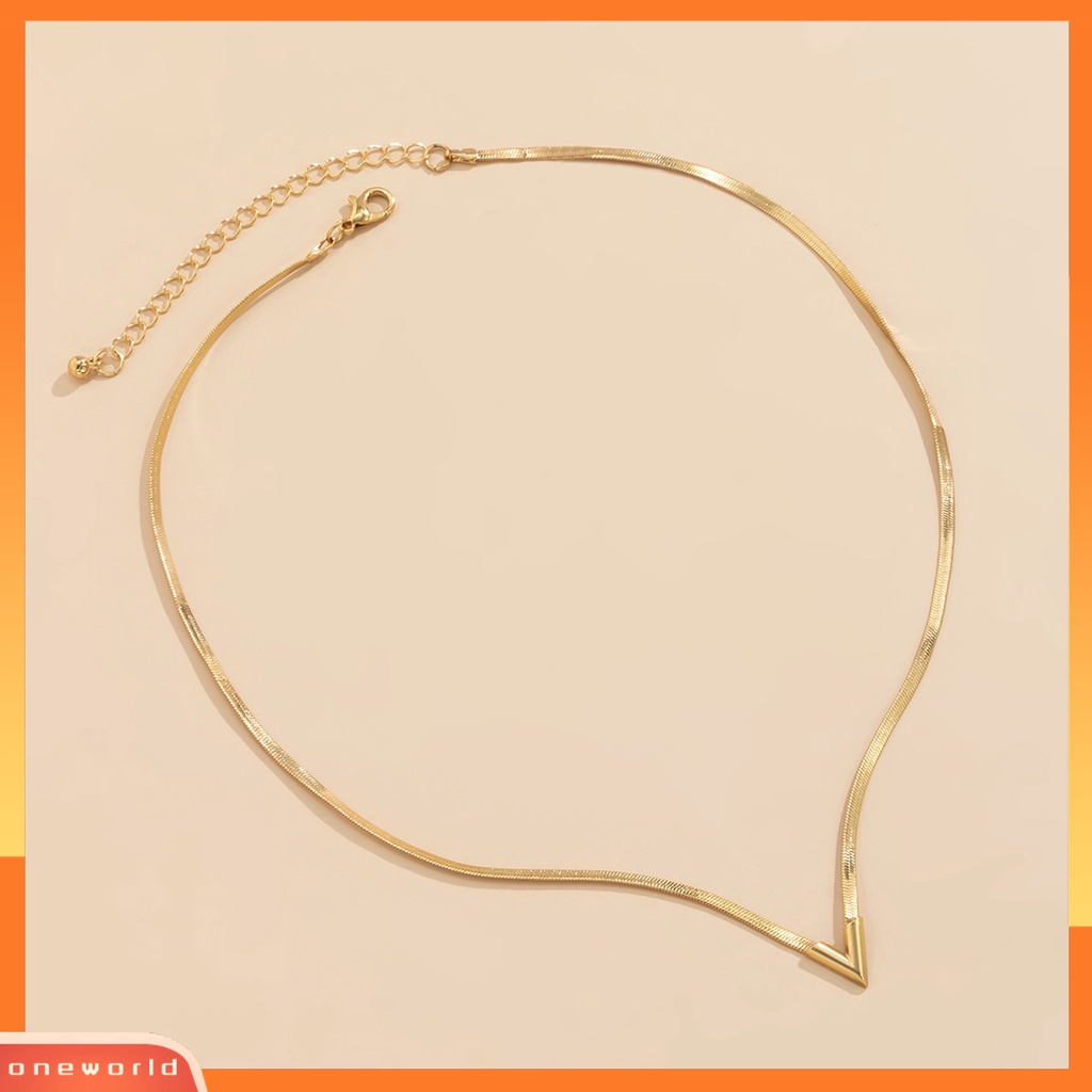 [EONE] Adjustable Dipanjangkan Rantai Oblate Pria Kalung Berbentuk V Pesona Choker Kalung Perhiasan Aksesoris