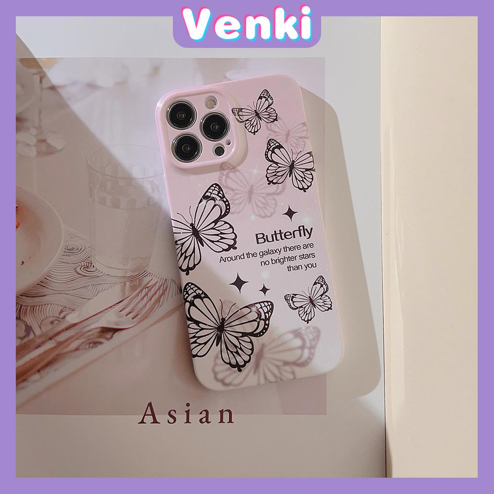 Venki - For iPhone 11 iPhone Case Black Glossy Soft Case TPU Shockproof Camera Cover Protection Butterfly Compatible with iPhone 14 13 Pro max 12 Pro Max xr xs max 7Plus 8Plus