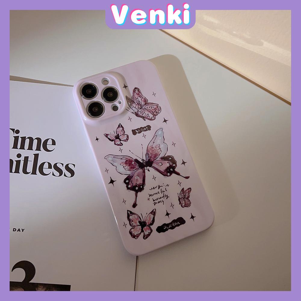 VENKI - For iPhone 11 iPhone Case Cream Glossy Soft Case TPU Shockproof Camera Cover Protection Purple Butterfly Compatible with iPhone 14 13 Pro max 12 Pro Max xr xs max 7Plus