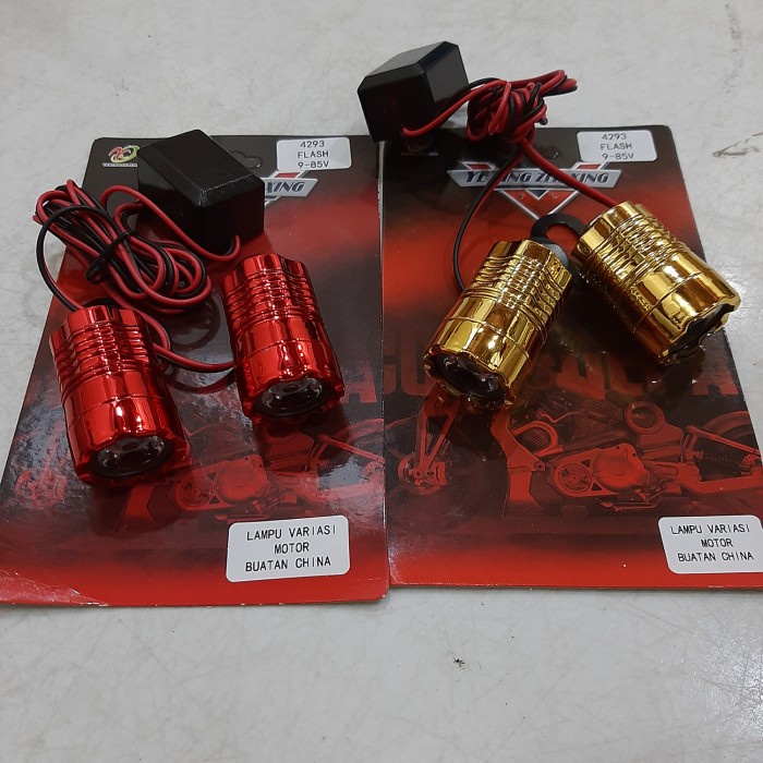 Lampu strobo flash mini bracket di spion putih