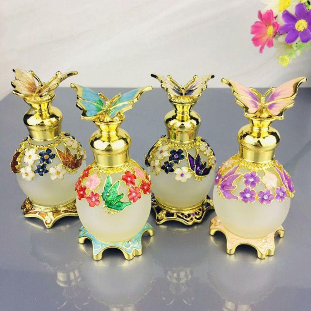 [Elegan] Butterfly Botol Parfum Portable Mewah Botol Isi Ulang Tutup Logam Lotion bottling Botol Dekorasi Pernikahan Hadiah Vintage Botol Minyak Esensial