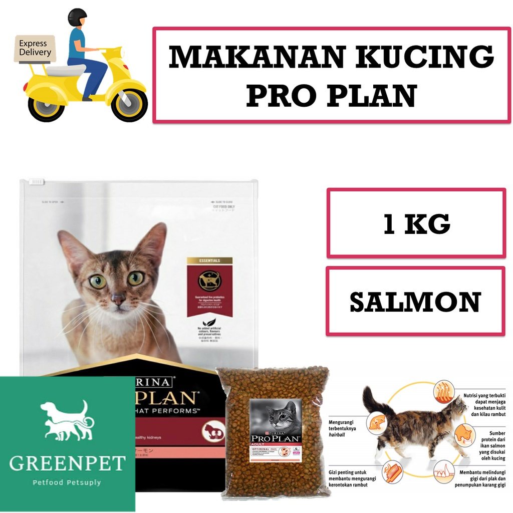 Green Petshop | Makanan Kucing PROPLAN SALMON Adult Kemasan 1 Kg