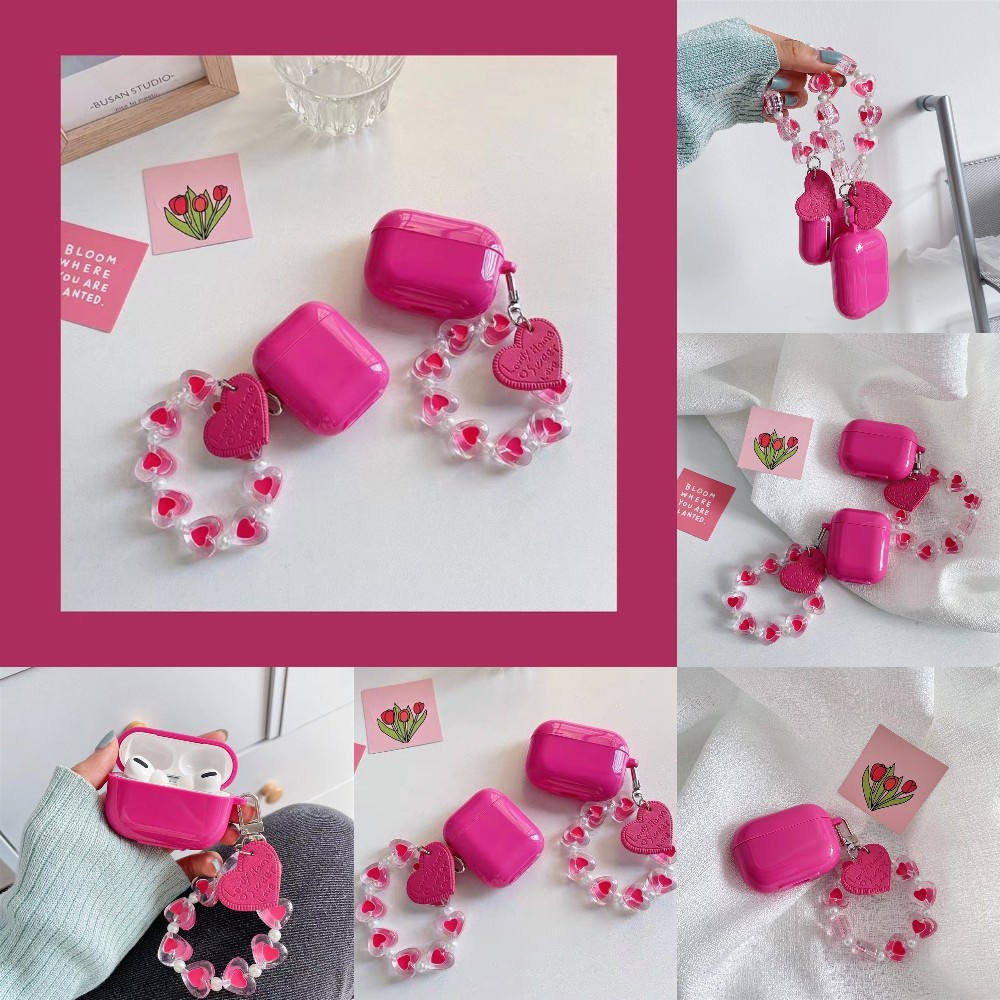 Musim Panas Sweetheart Rose Red Airpods Pelindung Case Silikon Lembut Nirkabel Bluetooth Headphone Cover Fashion Cinta Gelang