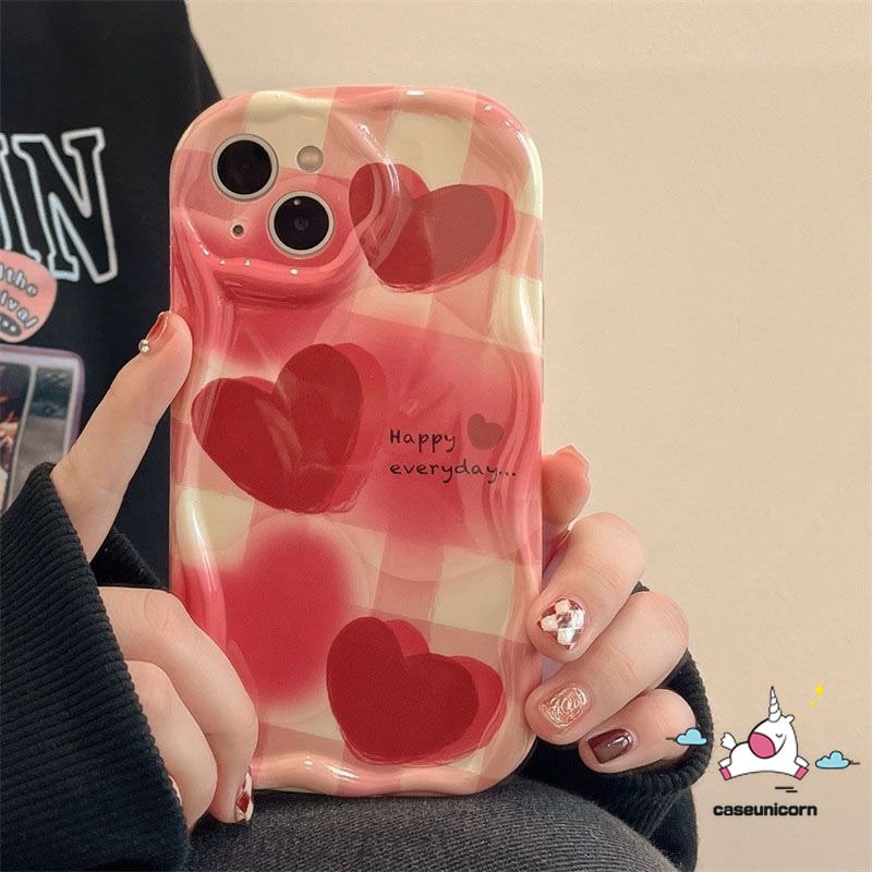 IPHONE Shockproof Phone Cover Kompatibel Untuk Iphone11 14 12 13 Pro Max X7 8 6s 6 Plus XR XS Max SE 2020 7Plus Kartun Lucu Colorful Smiley 3D Wavy Curved Edge Soft Glossy Case