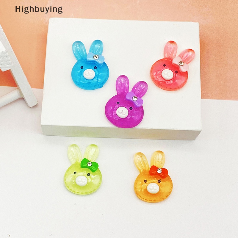 Hbid 5pcs DIY Fluorescence Rabbit Bunny Resin Aksesoris Untuk Bahan Crafg Perhiasan Ch Supply Seni Dekorasi Glory