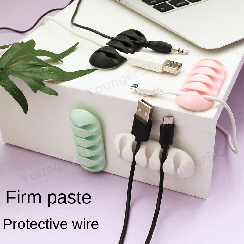 Cable Holder Silicon Cord Management Clip Earphone Wire Organizers Wire Winder Fix Clip strip Panjang Silikon Kawat Retensi Klip