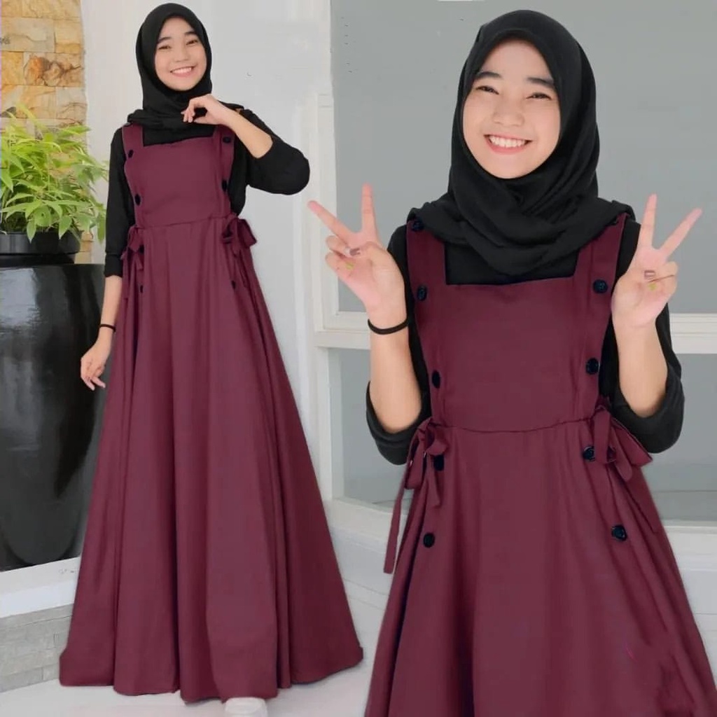 GAMIS STORE - Naomi Overall Gamis Muslim Lebaran Matt Toyobo Polos Basic All Size 10-11 Tahun OOTD Casual Daily Premium