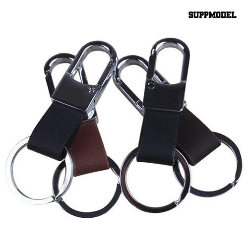 [SM Auto] Pria Fashion Ringkas Faux Kulit Tali Alloy Keyring Keychain Gantungan Kunci Hadiah