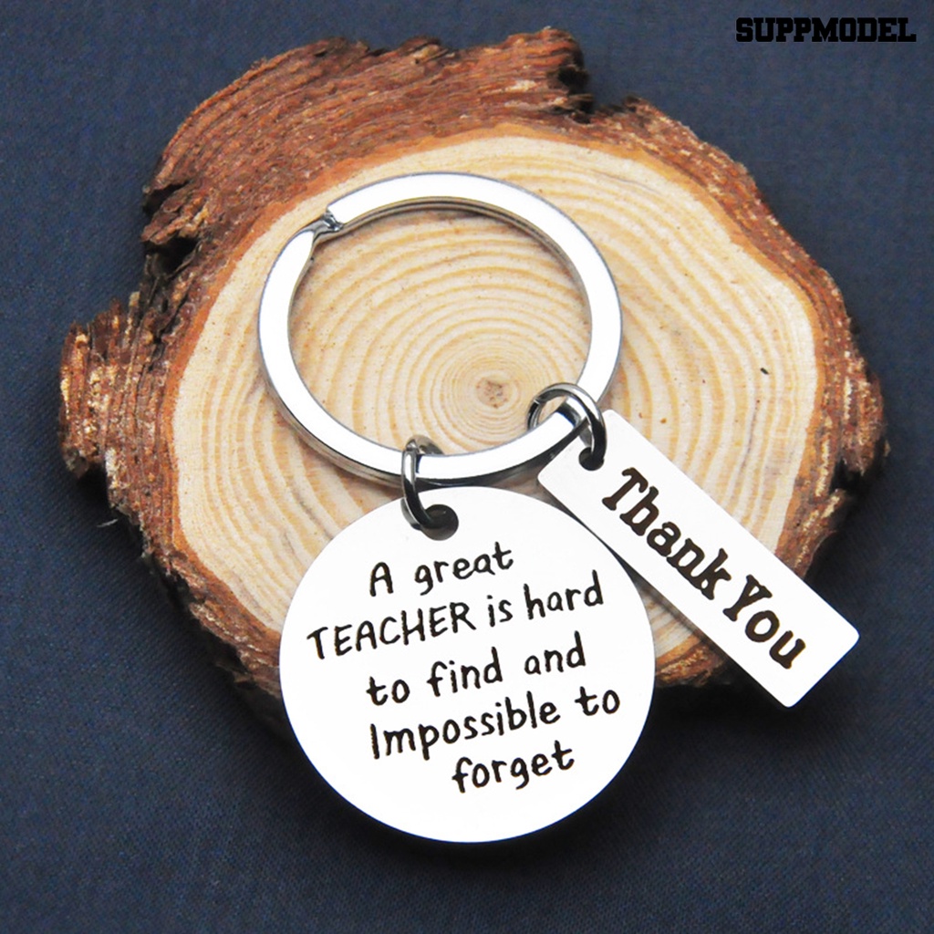 [SM Otomatis] Gantungan Kunci Kit Fadeless Pengerjaan Halus Stainless Steel Dua Sisi Cermin Poles Liontin Keyring Untuk Hari Guru