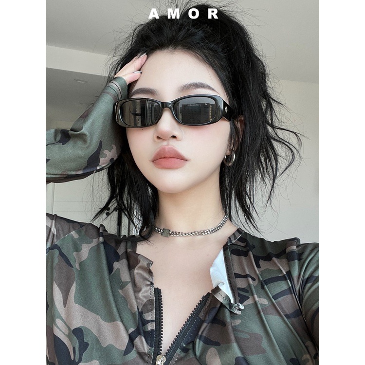 Wajah Bulat Kotak Kecil Retro Kotak Hitam Motif Leopard frame Kacamata Hitam Perempuan