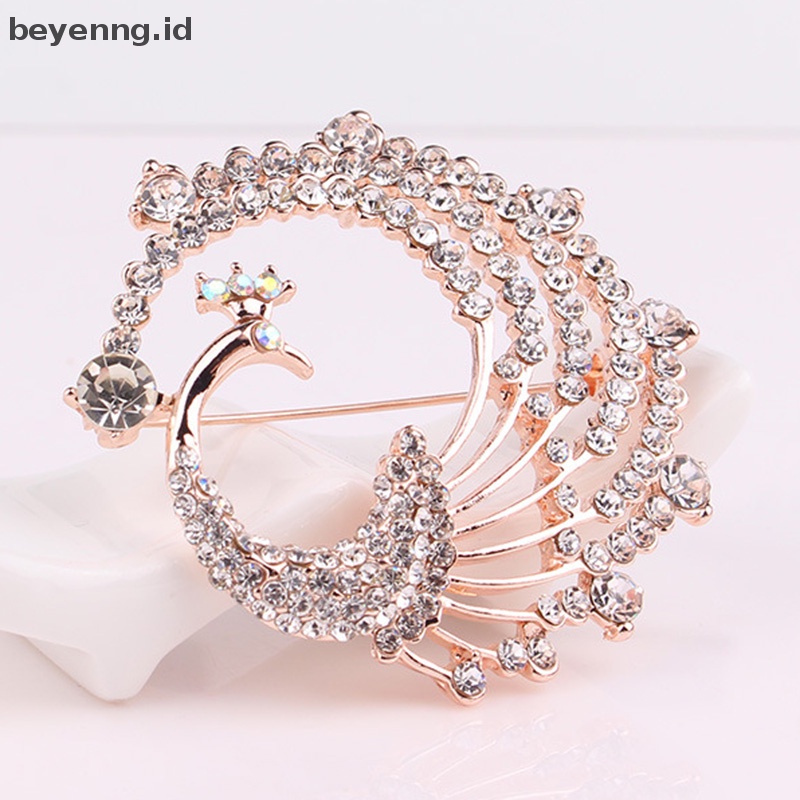 Beyen Kristal Merak Hewan Korsase Perjamuan Dekorasi Wanita Syal Bros Pin Perhiasan ID