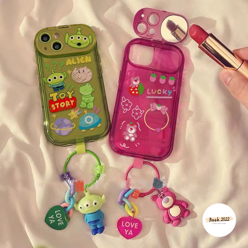 Flip Make Up Mirror Case Untuk VIVO Y12 Y15 Y12S Y20 Y12i Y17 Y11 Y20i Y20s Y20s G Y11s Y20A Y91C Y1S Y12A Y20G Y30G Kartun Toy Story Strawberry Bear Manyo Alien Soft Silicon Case