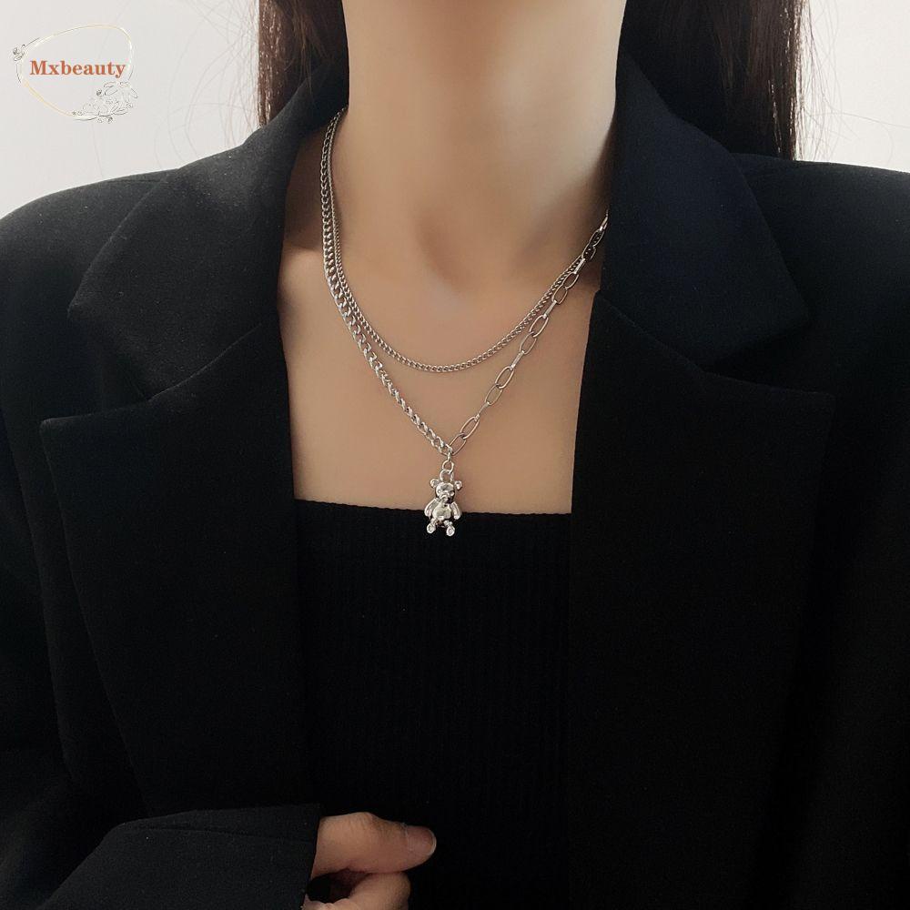 Mxbeauty Wanita Kalung Fashion Korea Smiley Face Rumbai Double Layer Perhiasan Hadiah Sweater Rantai Kalung