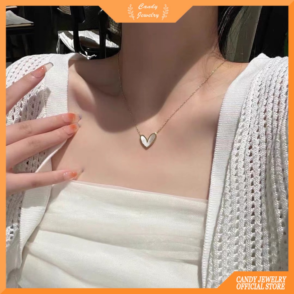 Cinta Sederhana Serbaguna Liontin Kalung Desain Wanita Perasaan Tidak Luntur Baja Titanium Shell Canggih Kalung Permen Perhiasan