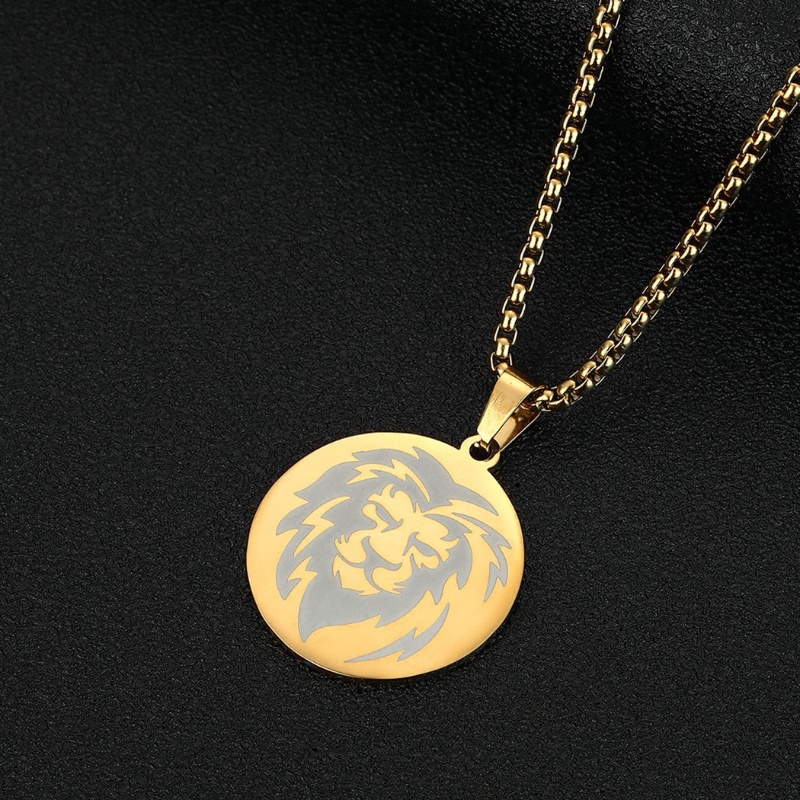 Z H Perhiasan Stainless Steel Lion Pendant Pria Kalung Fashion Retro Hip Hop Pesta Perhiasan Aksesoris Hadiah Ulang Tahun