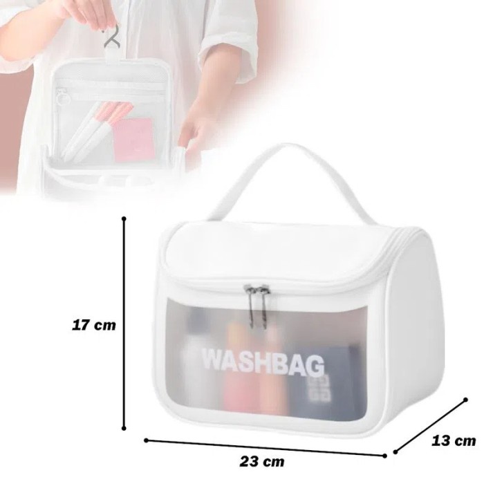 WASHBAG Waterproof Tas Kosmetik Make Up Transparan Macaron Serbaguna Portable