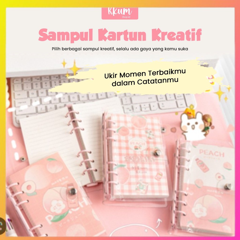 

RILIS❤❤❤ Binder note A6 cute peach / Buku catatan 100 lembar/ Notebook journal lucu