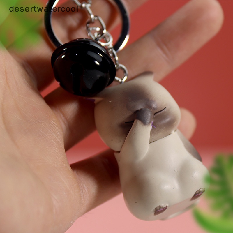 Deid Lucu Kucing Malu Gantungan Kunci Chubby Kitten Keyring Trinket Bag Ornamen Perhiasan Hewan Martijn