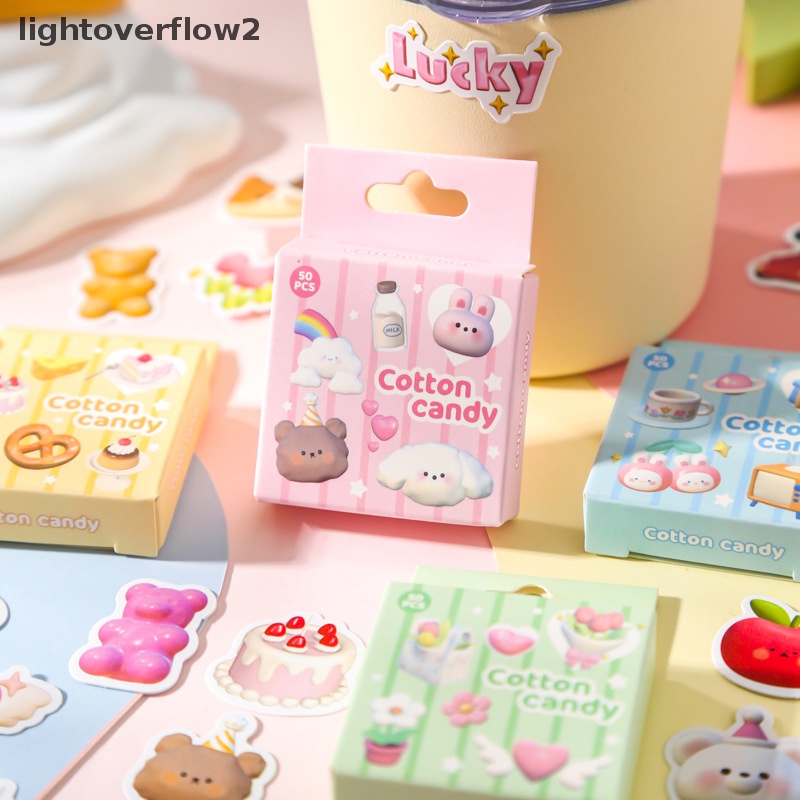 [lightoverflow2] 50pcs Kawaii Marshmallow Animal Stiker Hias Bahan Scrapbooking Label Diary Stationery Album Telepon Journal Planner [ID]