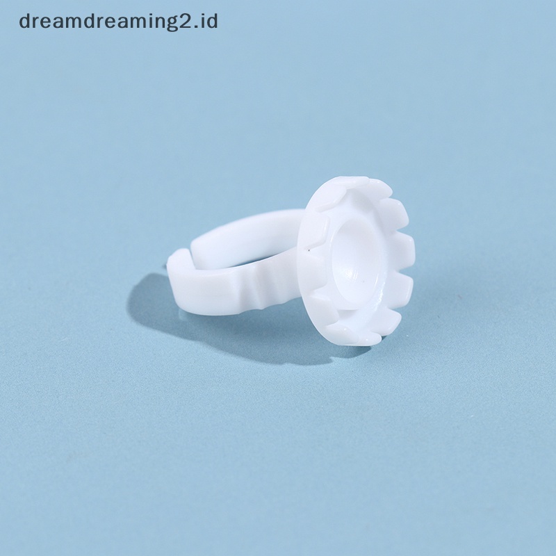 (drea) 100pcs Cincin Ekstensi Bulu Mata Sekali Pakai Lem Lash Fan Cup Finger Holder Fans//