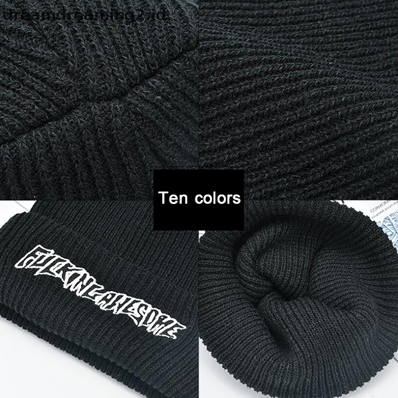 (drea) Fashion Fucking Awesome Musim Dingin Hip-hop Rajut Beanie Topi Kasual Hangat Unisex Topi//