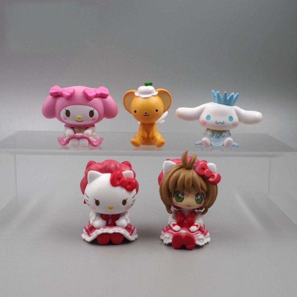 Lanfy Kuromi Mainan Boneka 5pcs Aksesoris Desktop Dekorasi Cardcaptor Sakura Ornamen Cinnamoroll Karakter Kartun