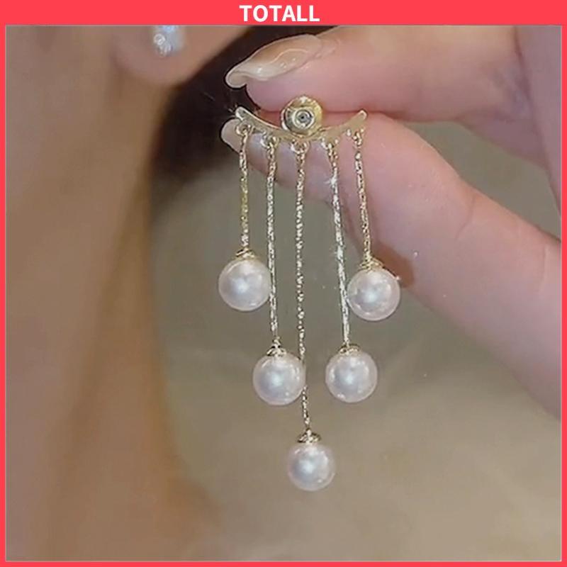 COD Anting Wanita Premium Mutiara Rumbai  Anting-Anting Temperamen-Totall