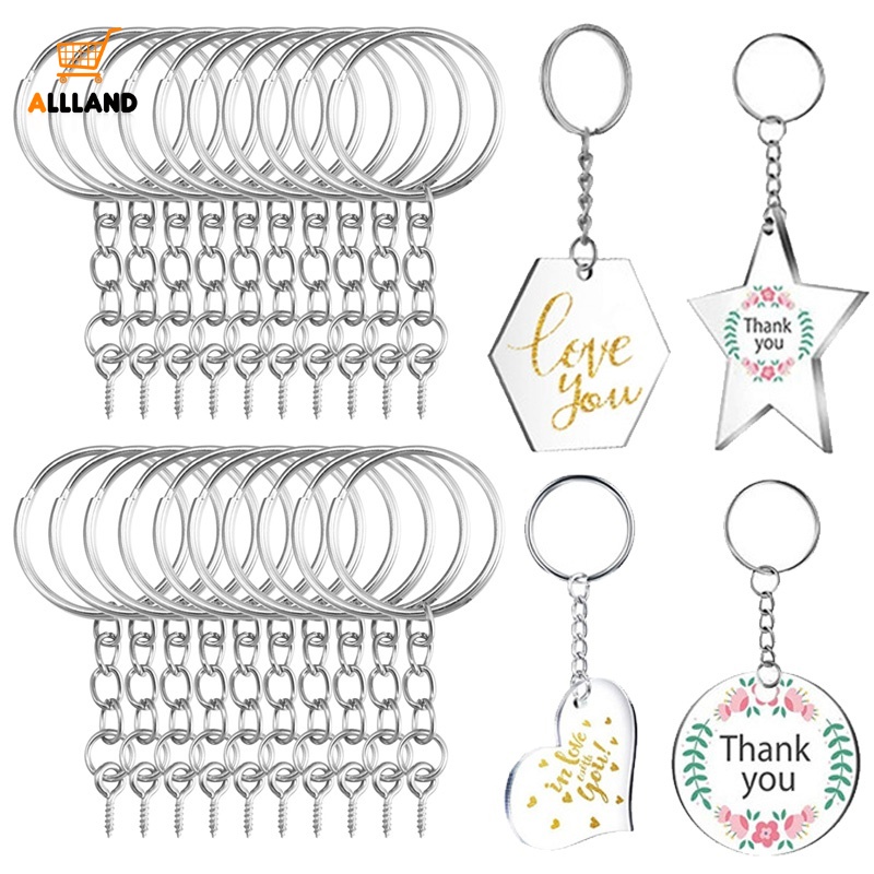 10pcs/set Cincin Lompat Terbuka Pin Mata Gantungan Kunci/Membuat Perhiasan Aksesoris Kit/DIY Epoxy Resin Gantungan Kunci Key Ring Liontin