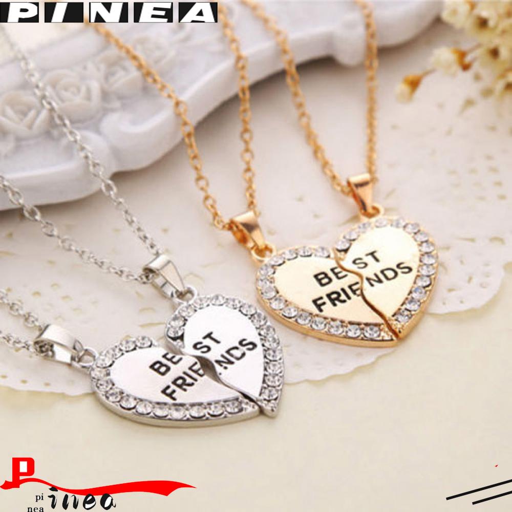 PINEAPPLE 2PCS Bff Necklace Fashion Rhinestone Silver / Gold Plated Friendship