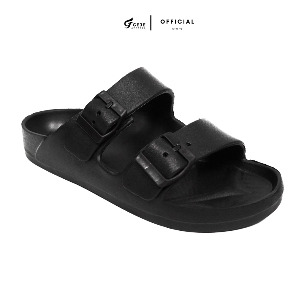 Geje Apparel - Sandal Slop Karet Pria Gesper Double Strap