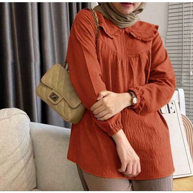 BLOUSE CRINGKLE RICHELLA - Blouse Bahan Cringkle - Baju ld 110 - Baju atasan wanita terbaru - Blouse
