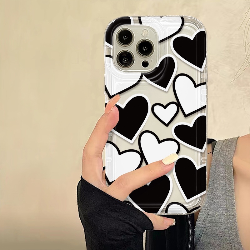 IPHONE Love Case Kompatibel Untuk Iphone14 13 12 11 Pro XS Max X Xr7 +8 Plus Casing Ponsel Lembut Transparan TPU Silikon Shockproof Cover