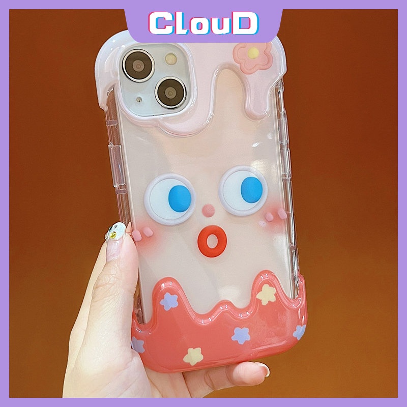 IPHONE Case Bening Ekspresi Lucu Kartun Lucu Kompatibel Untuk Iphone11 14 12 13 Pro Max 7Plus 8Plus XR X XS Max7 8 Plus SE 2020 INS Korea 3D Es Krim Silikon Lembut Pasangan Penutup Belakang